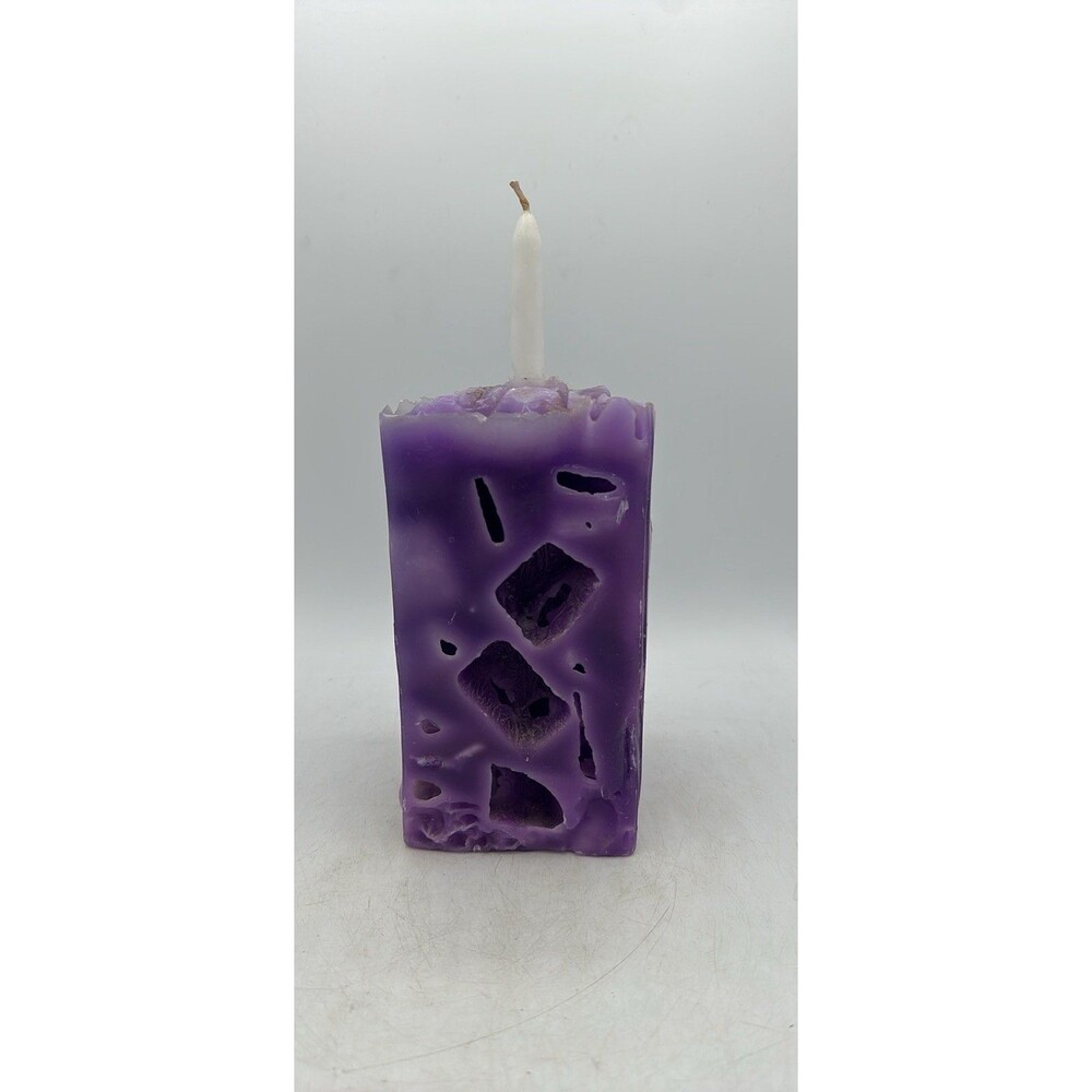 Ice Cube Candle Purple Large Handmade Home Decor